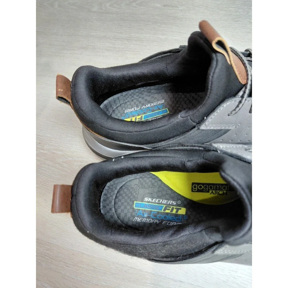 SKECHERS Delson 3.0 Cicada Black/Gray Slip On Sneaker Shoe Men's Size 12